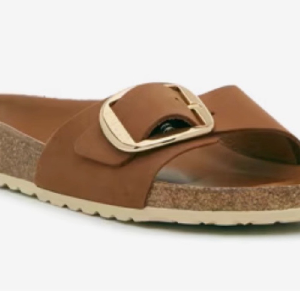 Birkenstock Madrid Slide Sandal in Brown with Gold BuckleBRAND NEW IN STORES NOW - Picture 5 of 7